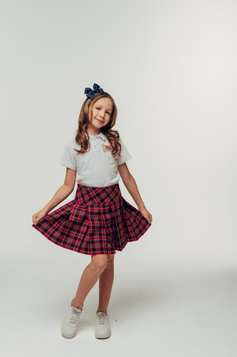 Юбка в клетку красная UK001
