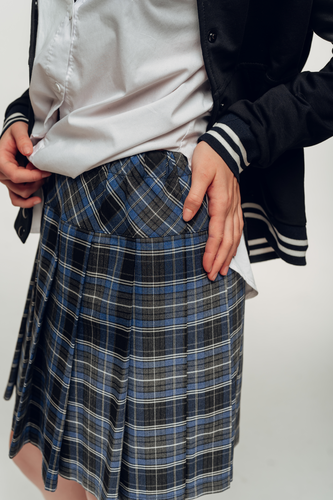 Юбка синяя клетка UK002