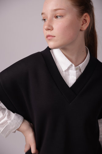 Жилет оверсайз синий с начёсом