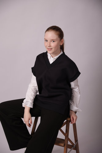 Жилет оверсайз синий с начёсом