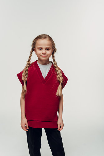 Жилет тёплый овер бордо SH009