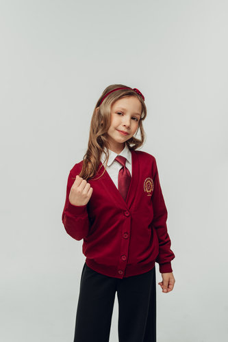 Кардиган футер бордовый девочки K002