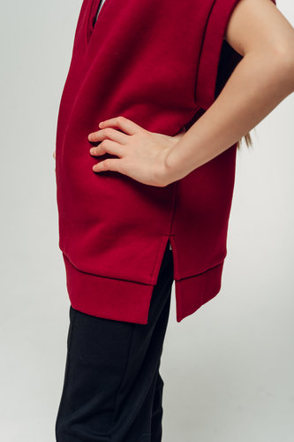 Жилет тёплый овер бордо SH009