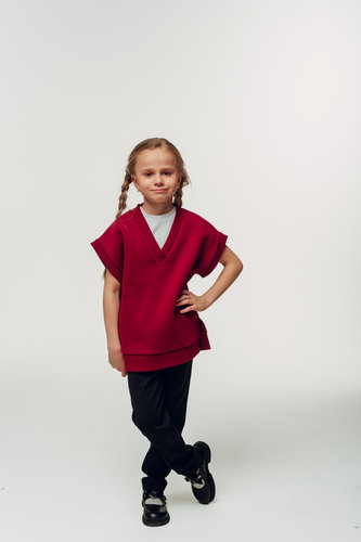 Жилет тёплый овер бордо SH009