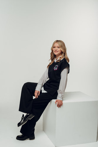 Жилет овер девочки синий SH011