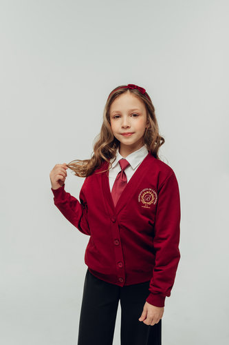 Кардиган футер бордовый девочки K002